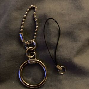 Coach Silver Keychain Ring with lanyard